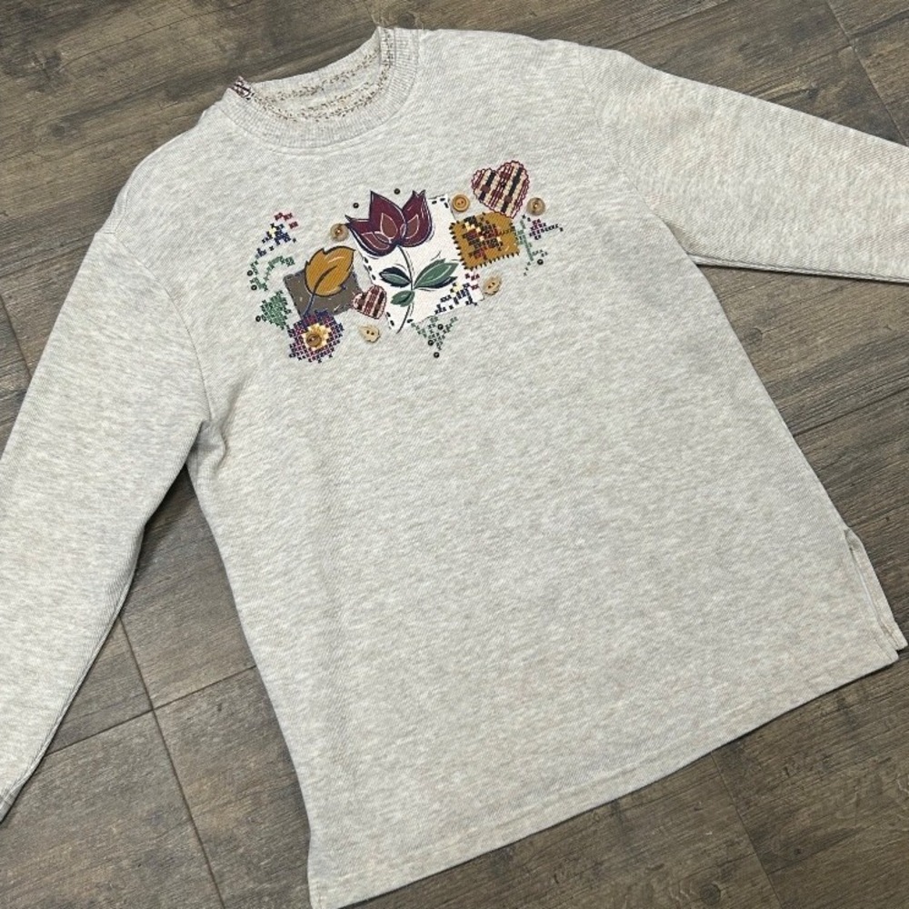 Vintage Teddi Long‎ Sleeve Shirt Women Size Small USA Made Cabin Cottage Flower